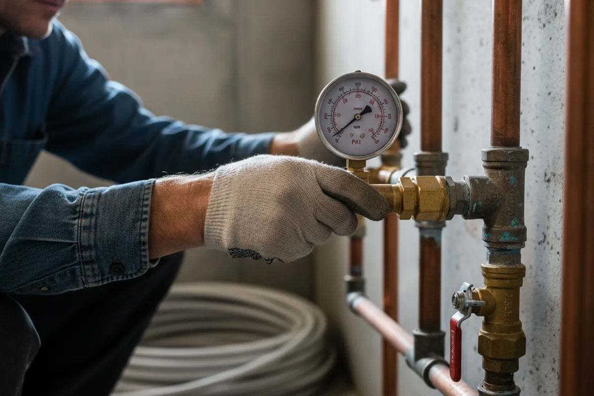Pressure testing a repaired line during Water Line Repair in Ione